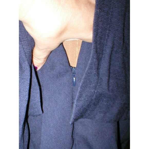 New Womens NWT 40 Italy Vionnet Paris Dress Gown 4 Designer Navy Blue Cupro Silk - Picture 10 of 12